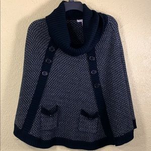 Candie's Sweater Poncho Black Gray M